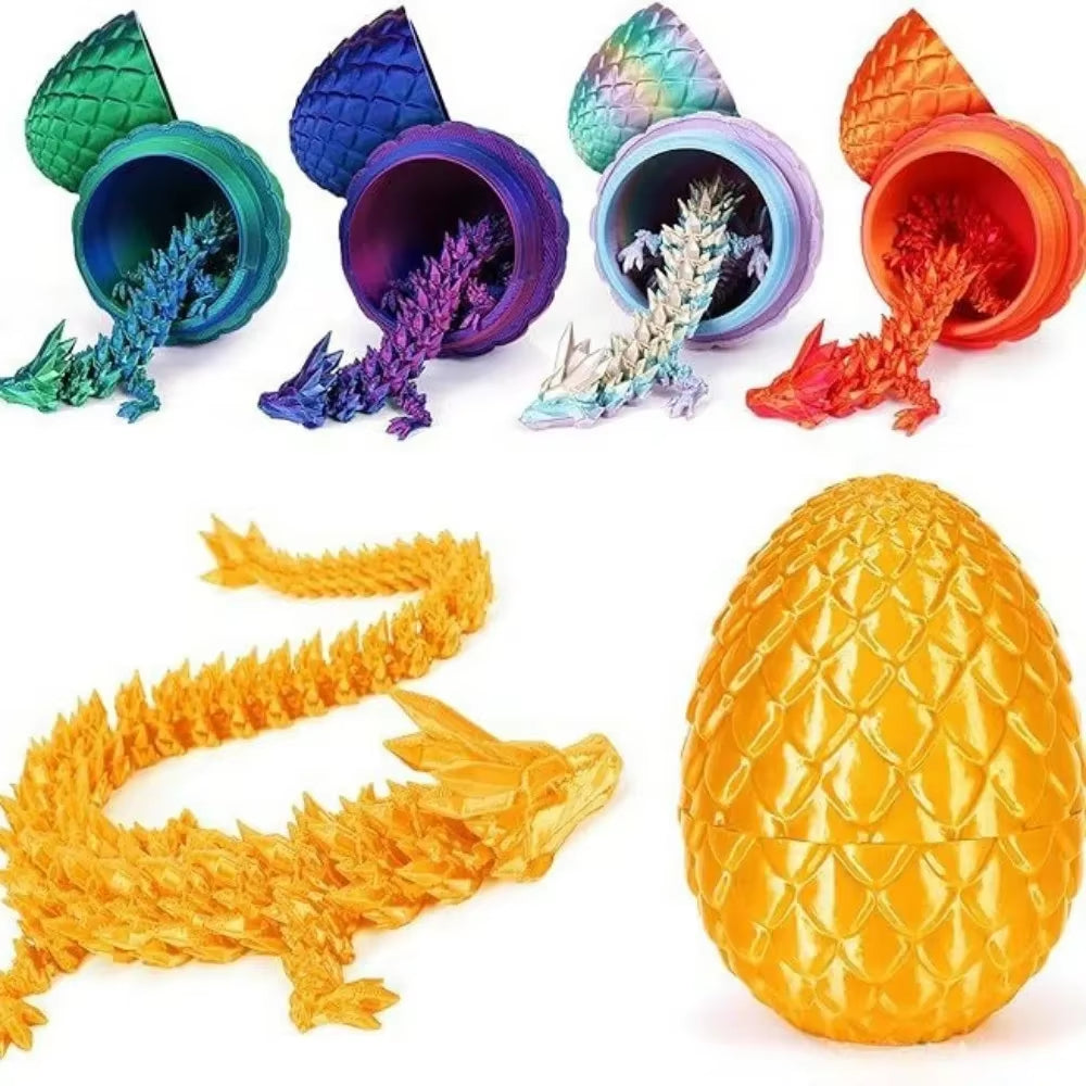 3D Printed Dragon Egg Dragon Gift Set Gemstone Ornament Full Articulated Crystal Collectible Statue for Home Decor Decoracion