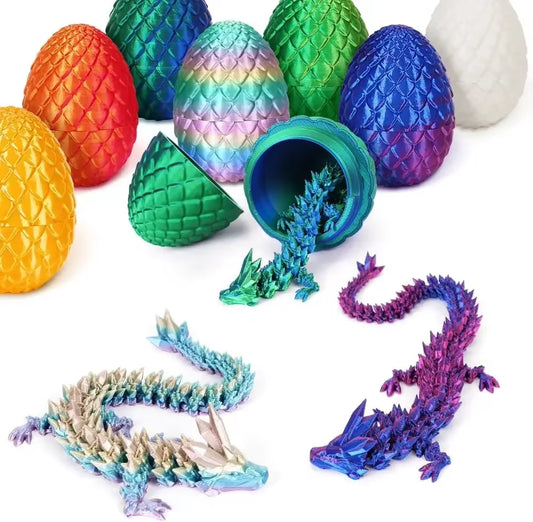 3D Printed Dragon Egg Dragon Gift Set Gemstone Ornament Full Articulated Crystal Collectible Statue for Home Decor Decoracion